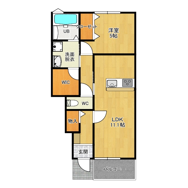 江津新築アパート1F中部屋