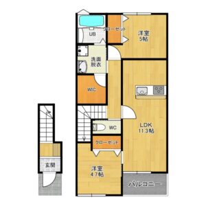 江津新築アパート2F中部屋